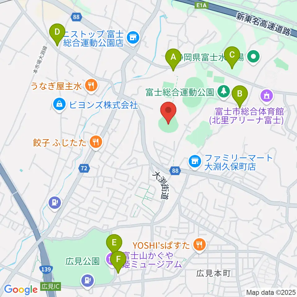 富士総合運動公園野球場周辺の駐車場・コインパーキング一覧地図