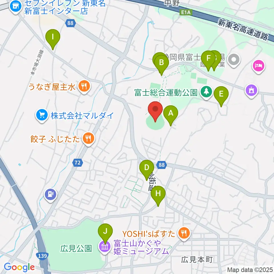 富士総合運動公園野球場周辺の駐車場・コインパーキング一覧地図