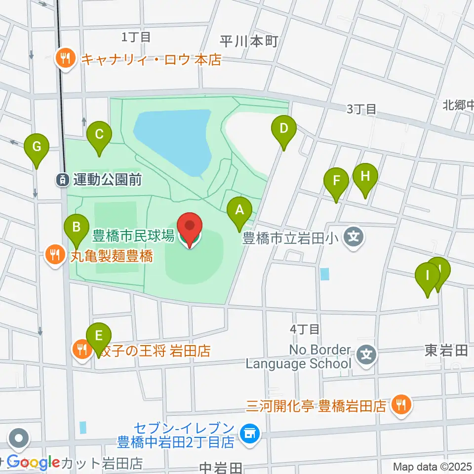 豊橋市民球場周辺の駐車場・コインパーキング一覧地図