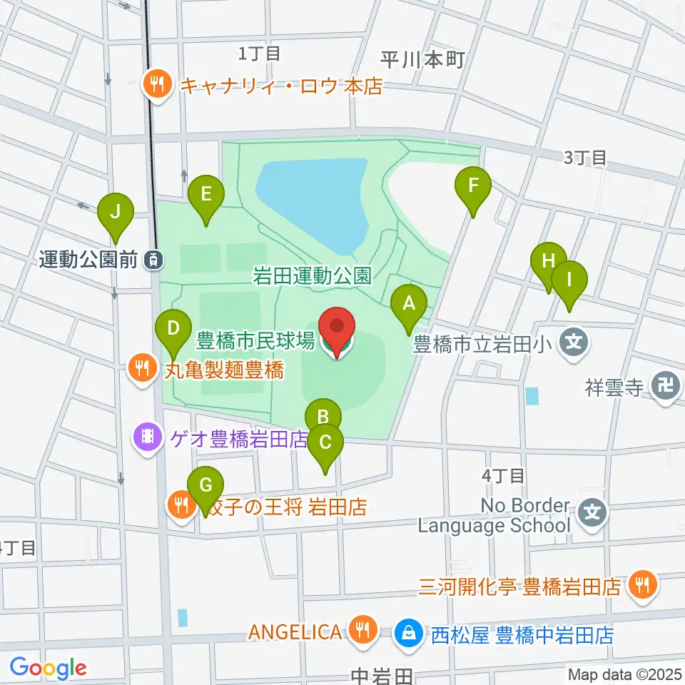 豊橋市民球場周辺の駐車場・コインパーキング一覧地図