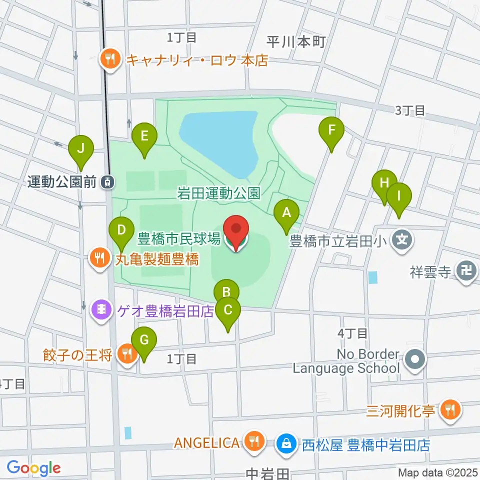 豊橋市民球場周辺の駐車場・コインパーキング一覧地図
