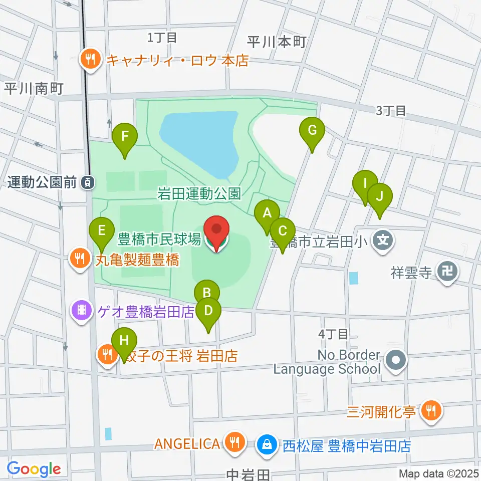 豊橋市民球場周辺の駐車場・コインパーキング一覧地図