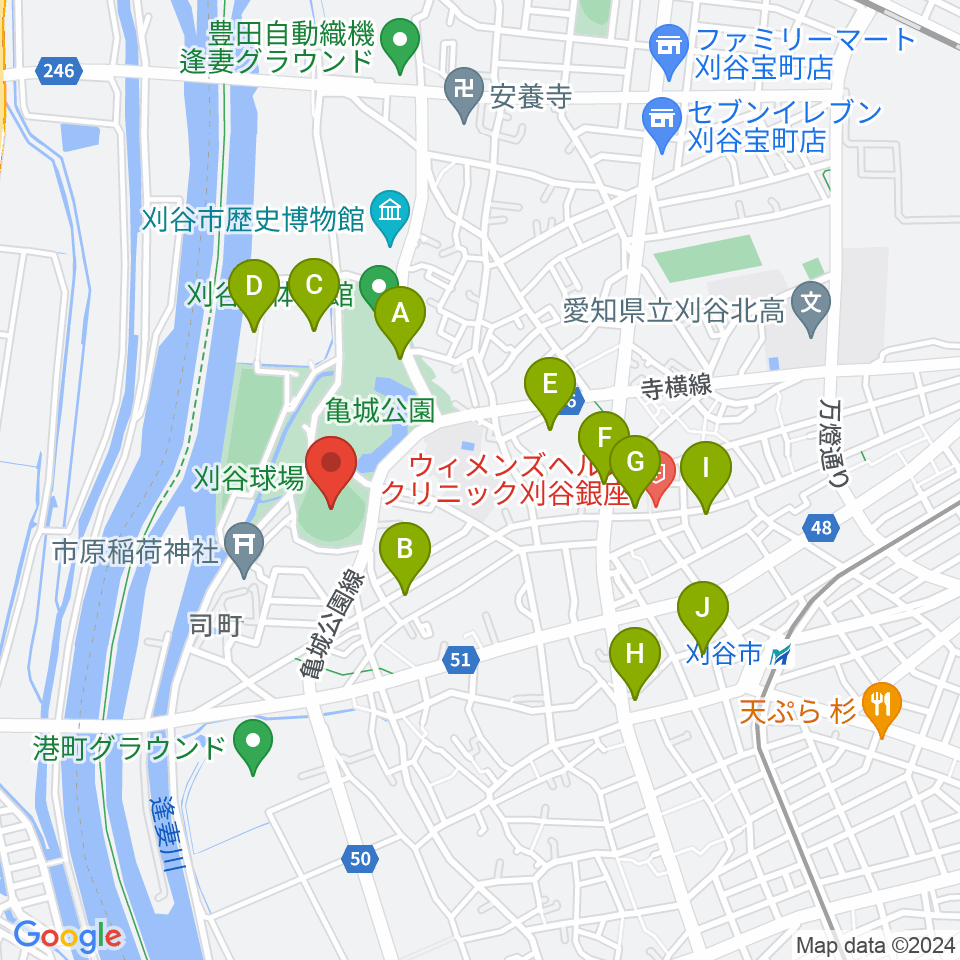 刈谷球場周辺の駐車場・コインパーキング一覧地図