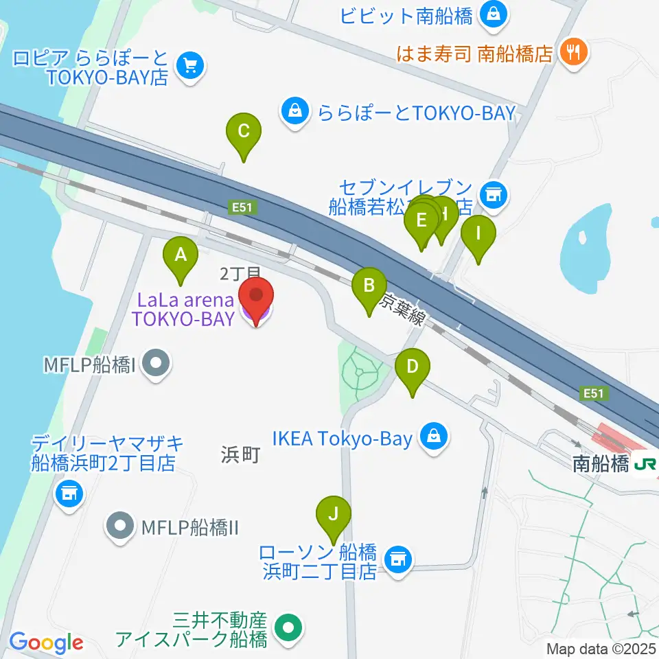 ららアリーナ東京ベイ周辺の駐車場・コインパーキング一覧地図