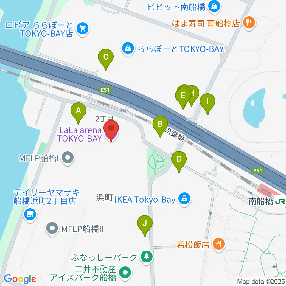 ららアリーナ東京ベイ周辺の駐車場・コインパーキング一覧地図