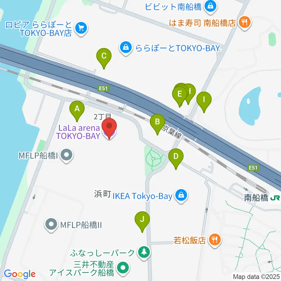 ららアリーナ東京ベイ周辺の駐車場・コインパーキング一覧地図