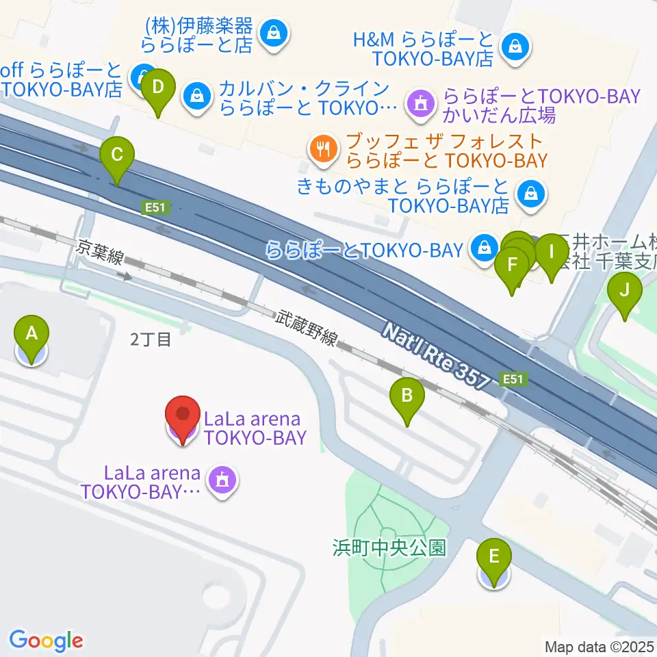 ららアリーナ東京ベイ周辺の駐車場・コインパーキング一覧地図