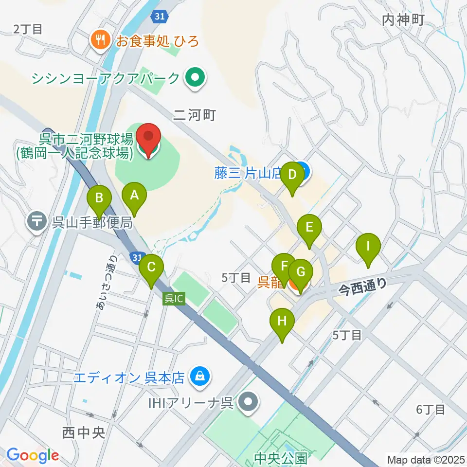 鶴岡一人記念球場周辺の駐車場・コインパーキング一覧地図