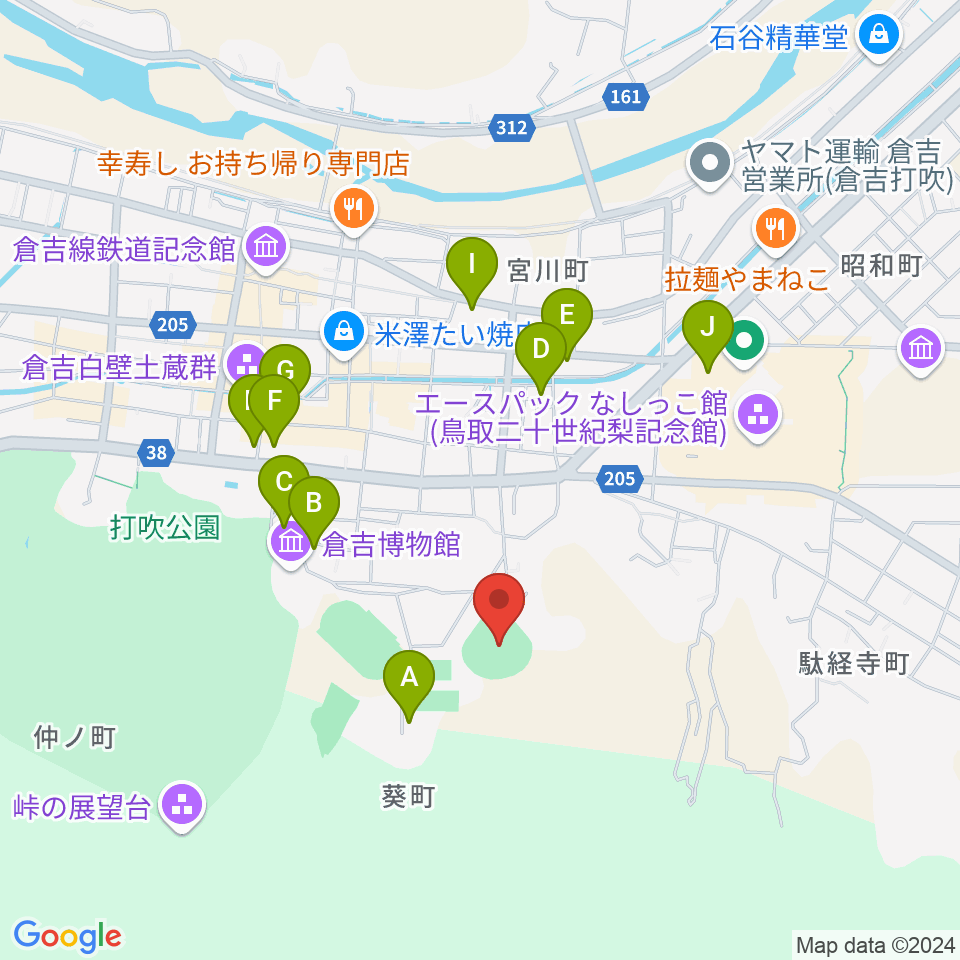 倉吉市営野球場周辺の駐車場・コインパーキング一覧地図