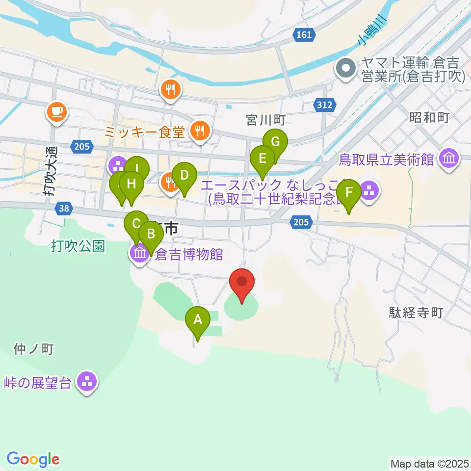 倉吉市営野球場周辺の駐車場・コインパーキング一覧地図