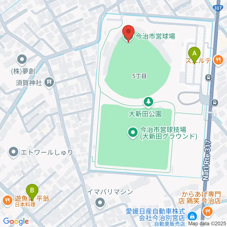 今治市営球場周辺の駐車場・コインパーキング一覧地図