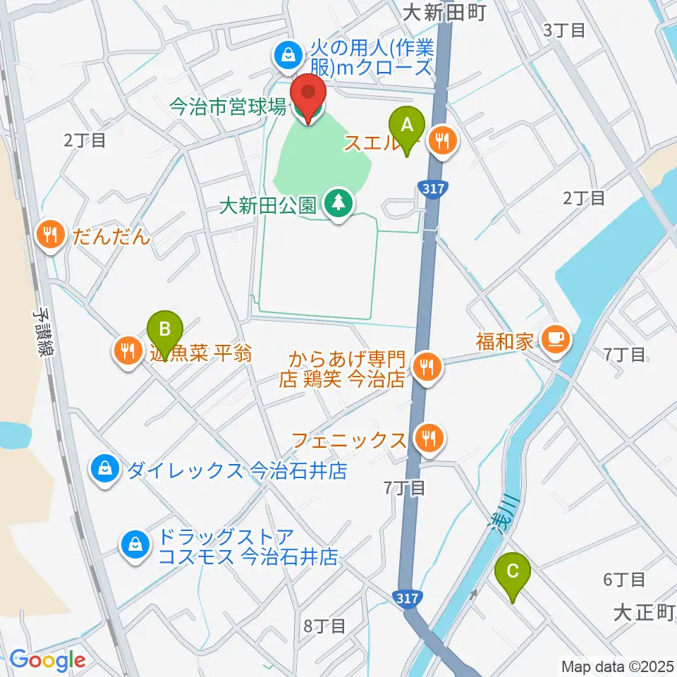 今治市営球場周辺の駐車場・コインパーキング一覧地図