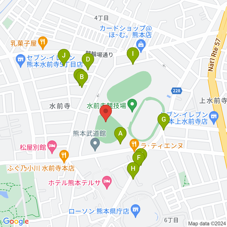 熊本市水前寺野球場周辺の駐車場・コインパーキング一覧地図
