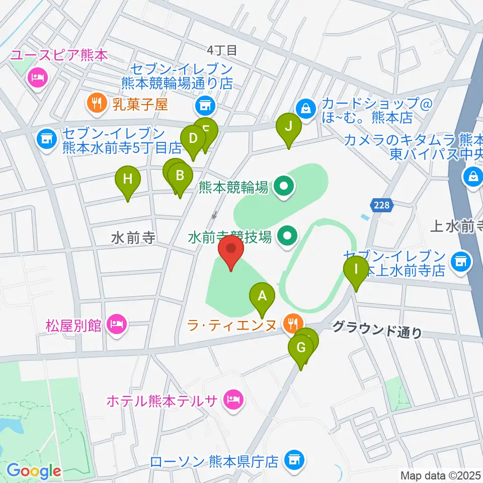熊本市水前寺野球場周辺の駐車場・コインパーキング一覧地図