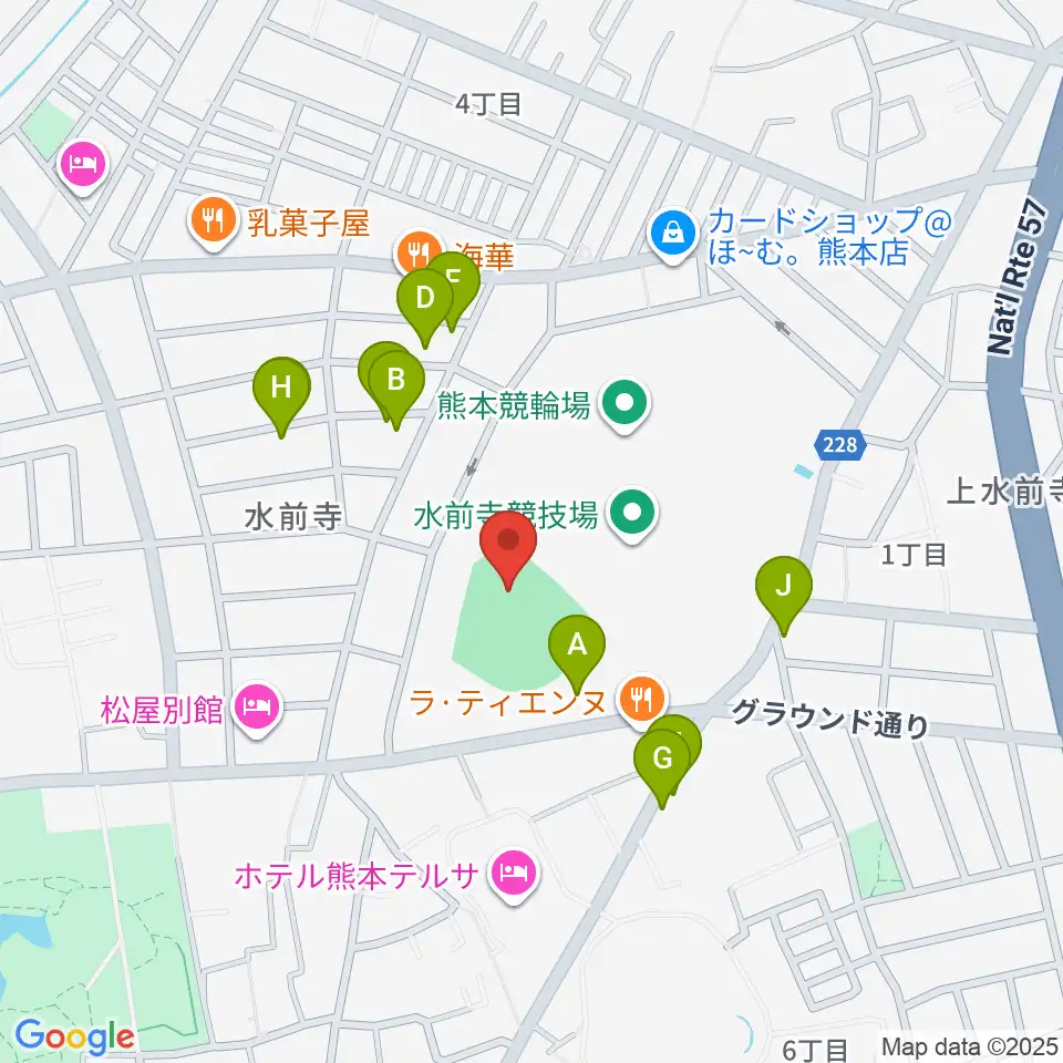 熊本市水前寺野球場周辺の駐車場・コインパーキング一覧地図