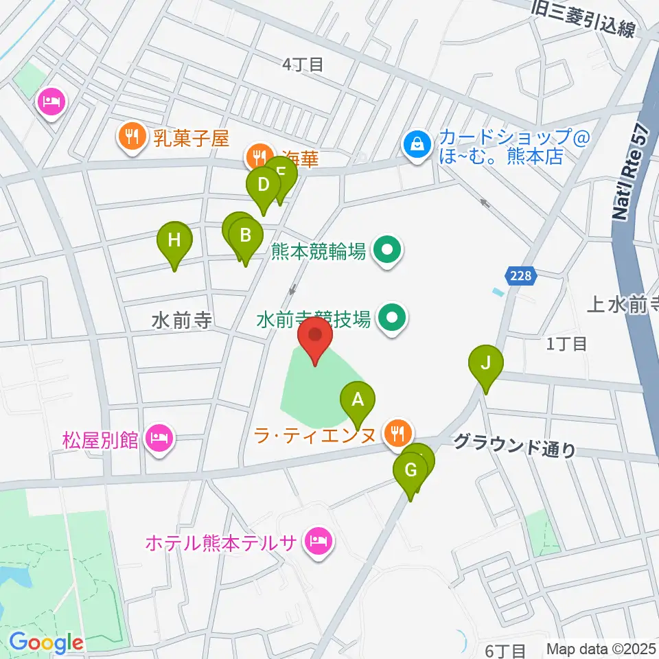 熊本市水前寺野球場周辺の駐車場・コインパーキング一覧地図