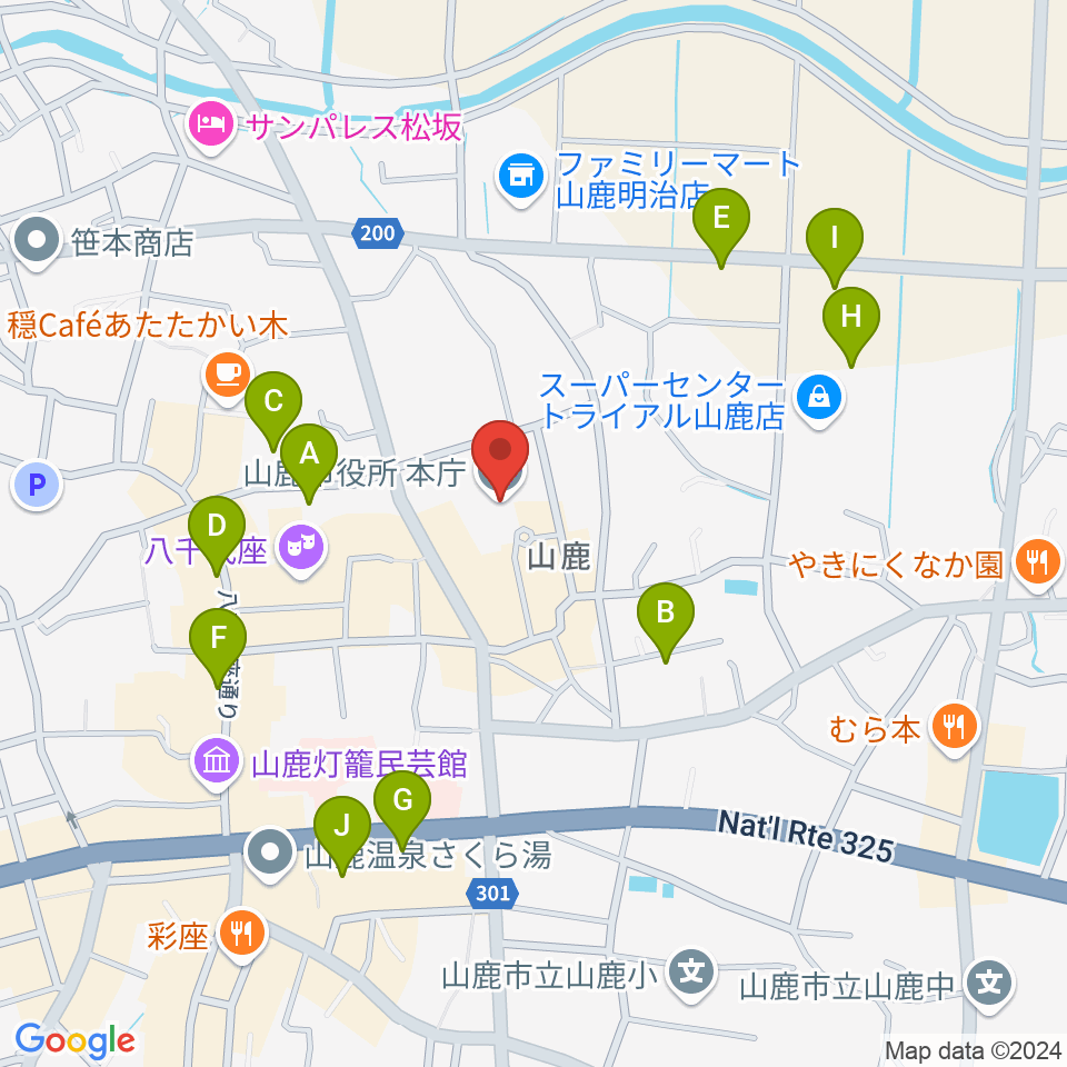 山鹿市民交流センター周辺の駐車場・コインパーキング一覧地図