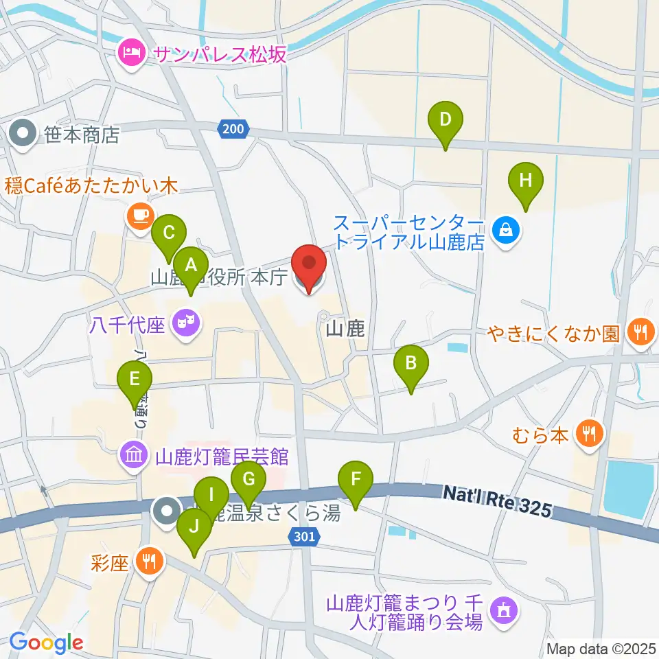 山鹿市民交流センター周辺の駐車場・コインパーキング一覧地図