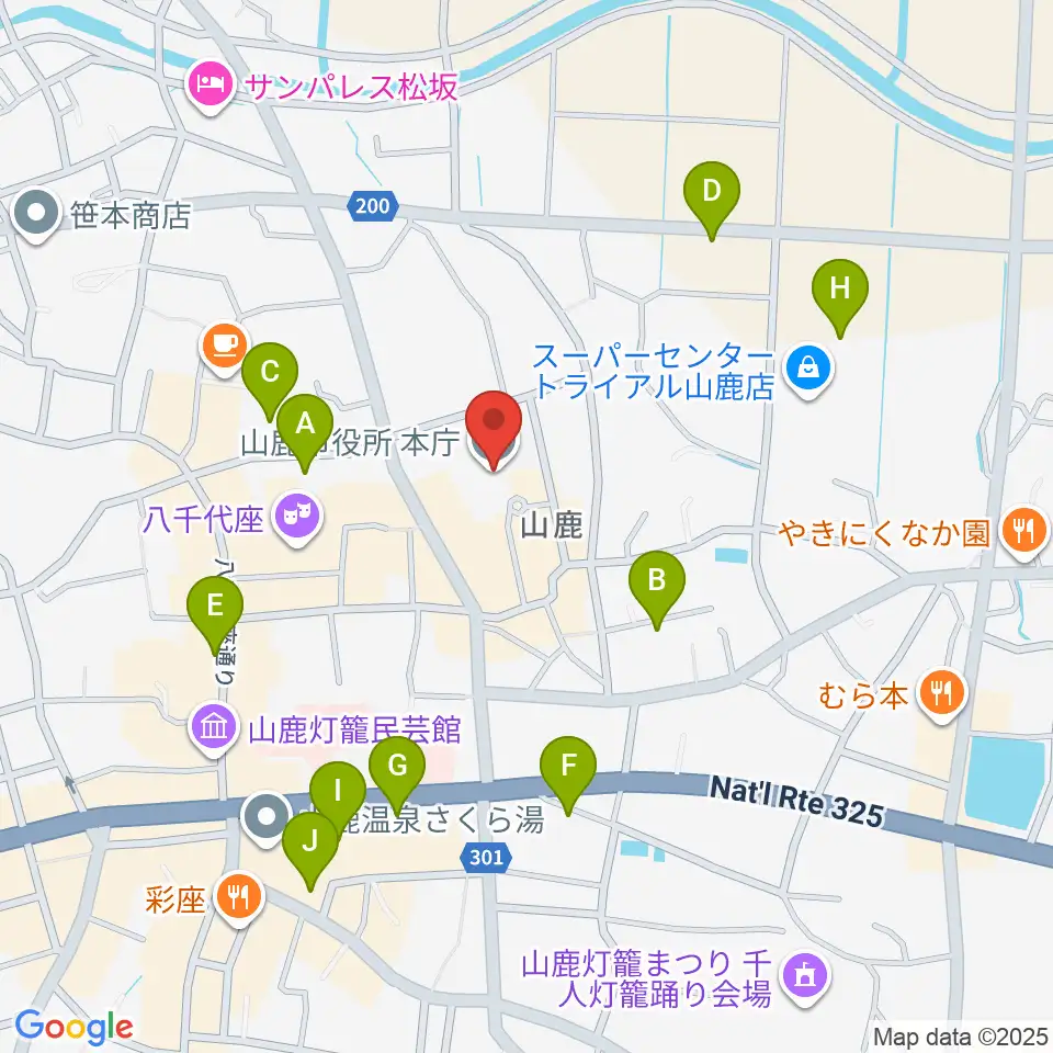 山鹿市民交流センター周辺の駐車場・コインパーキング一覧地図