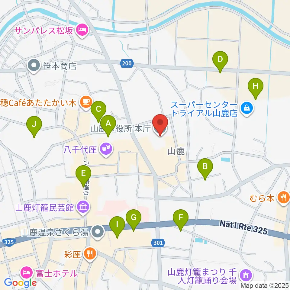 山鹿市民交流センター周辺の駐車場・コインパーキング一覧地図