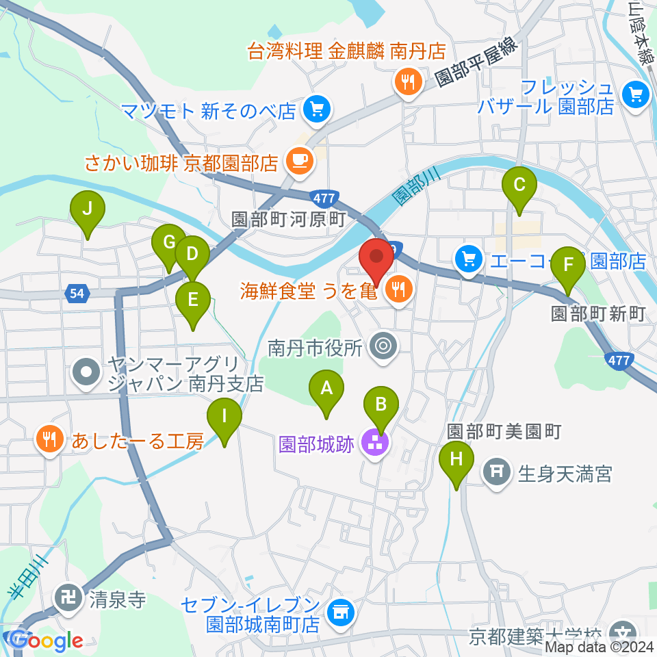 南丹市園部文化会館アスエルそのべ周辺の駐車場・コインパーキング一覧地図