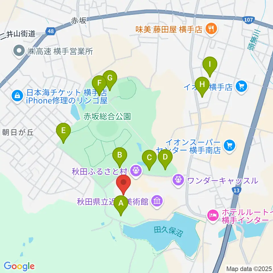 秋田ふるさと村ドーム劇場周辺の駐車場・コインパーキング一覧地図