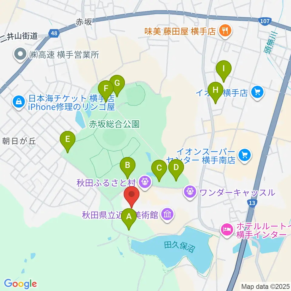 秋田ふるさと村ドーム劇場周辺の駐車場・コインパーキング一覧地図