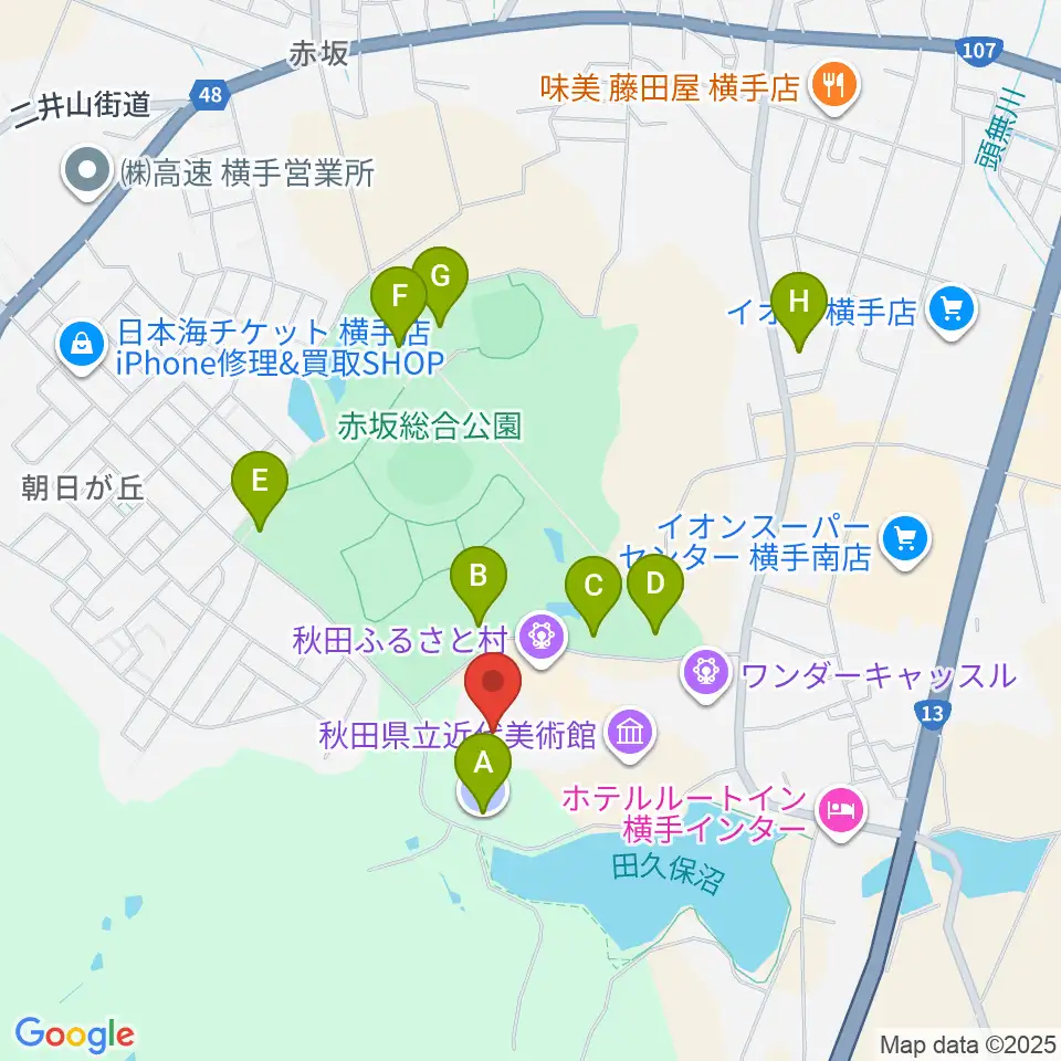 秋田ふるさと村ドーム劇場周辺の駐車場・コインパーキング一覧地図