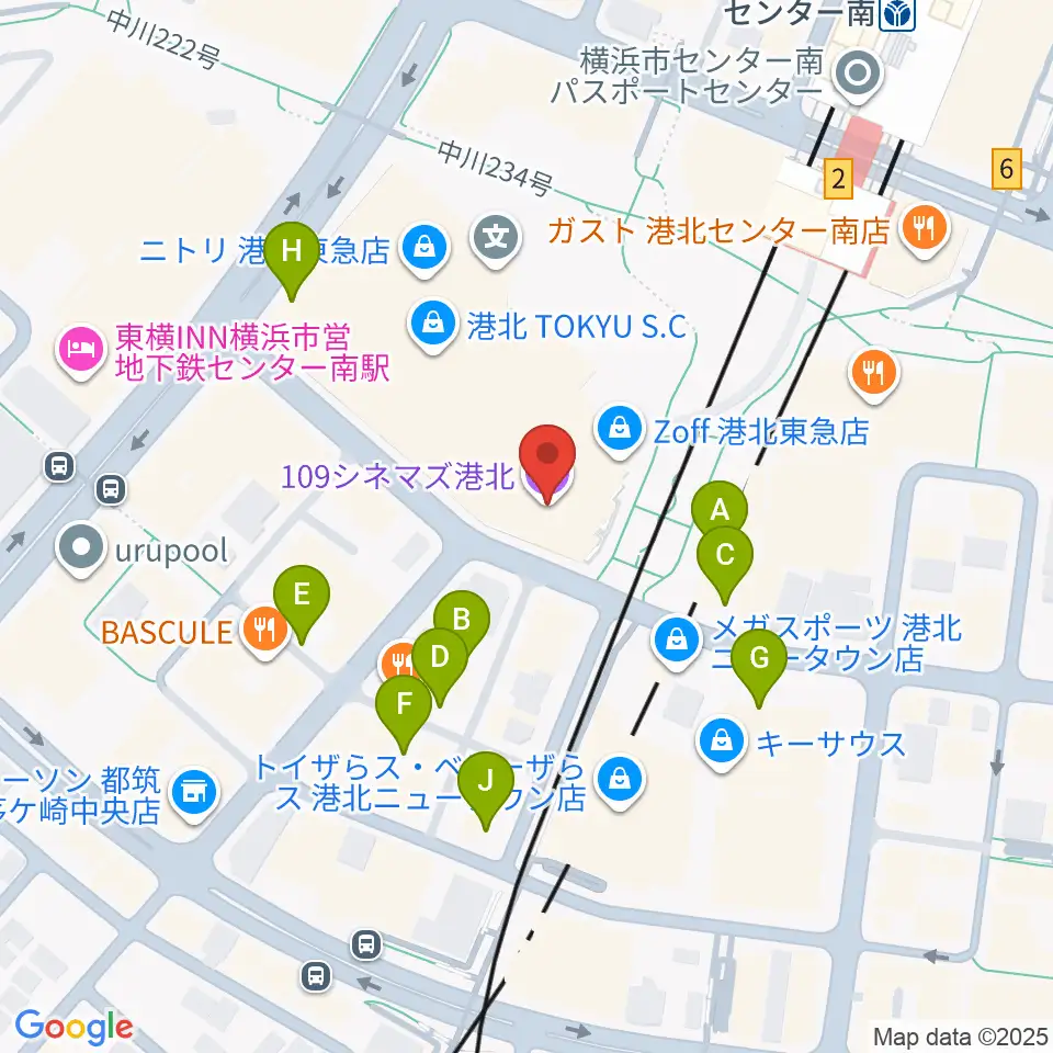 109シネマズ港北周辺の駐車場・コインパーキング一覧地図