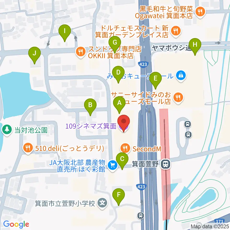 109シネマズ箕面周辺の駐車場・コインパーキング一覧地図