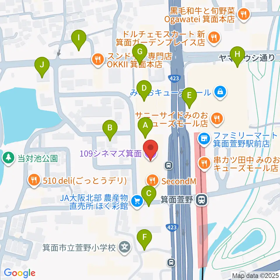 109シネマズ箕面周辺の駐車場・コインパーキング一覧地図
