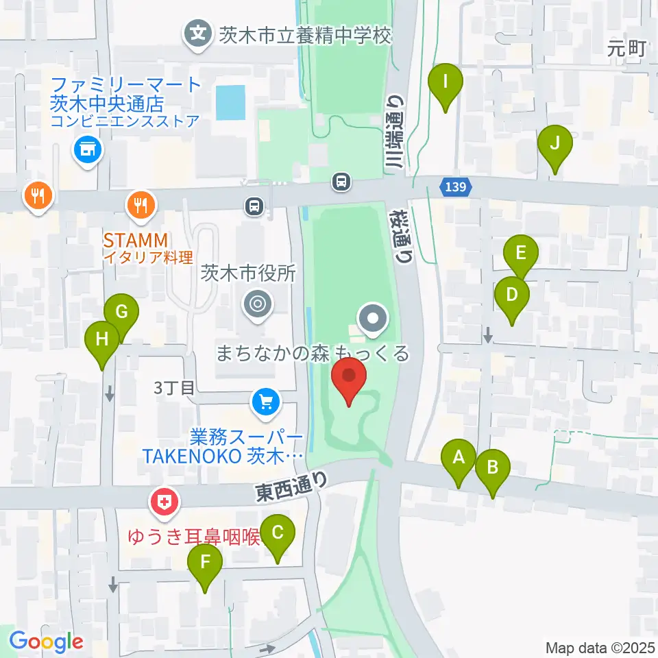 おにクル 茨木市文化子育て複合施設周辺の駐車場・コインパーキング一覧地図