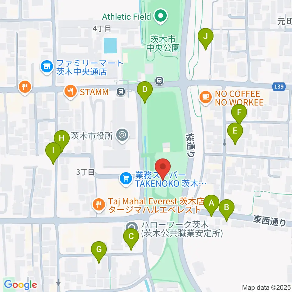 おにクル 茨木市文化子育て複合施設周辺の駐車場・コインパーキング一覧地図