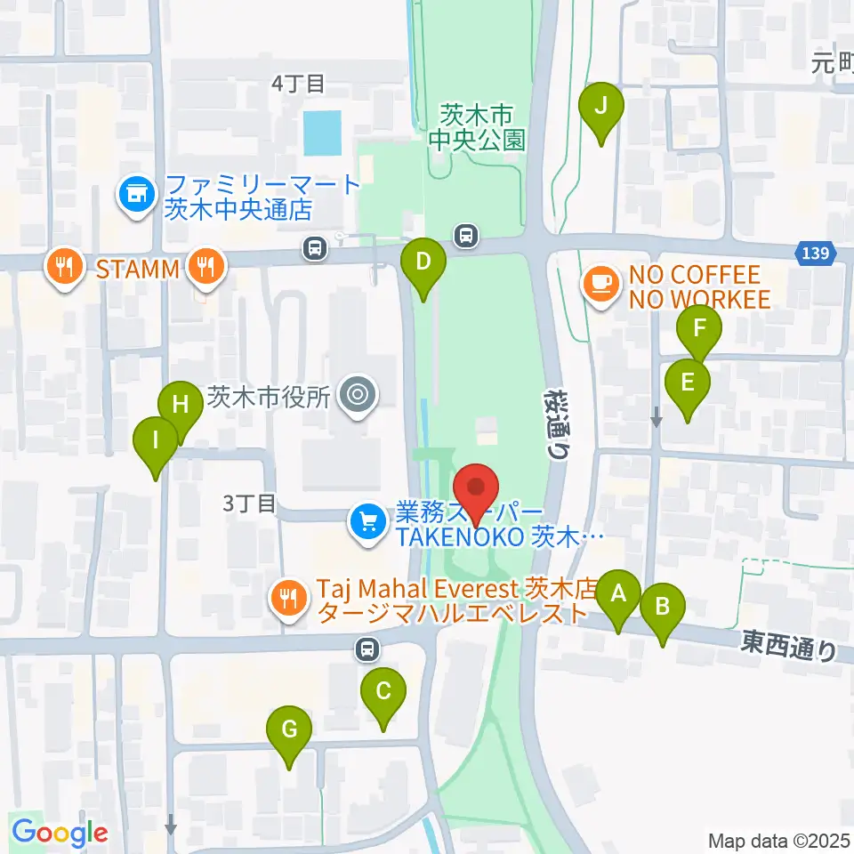 おにクル 茨木市文化子育て複合施設周辺の駐車場・コインパーキング一覧地図