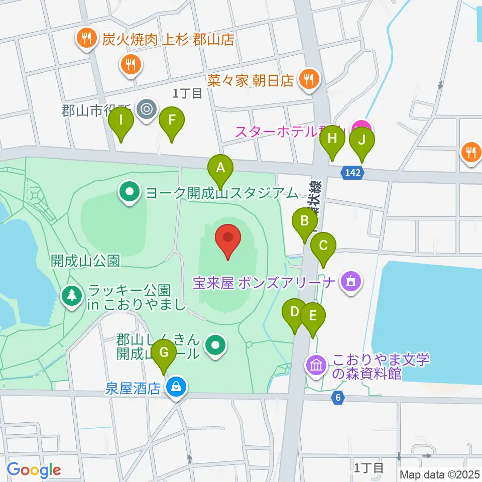 郡山ヒロセ開成山陸上競技場周辺の駐車場・コインパーキング一覧地図