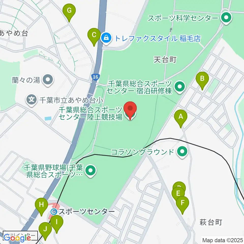 千葉県総合スポーツセンター陸上競技場周辺の駐車場・コインパーキング一覧地図