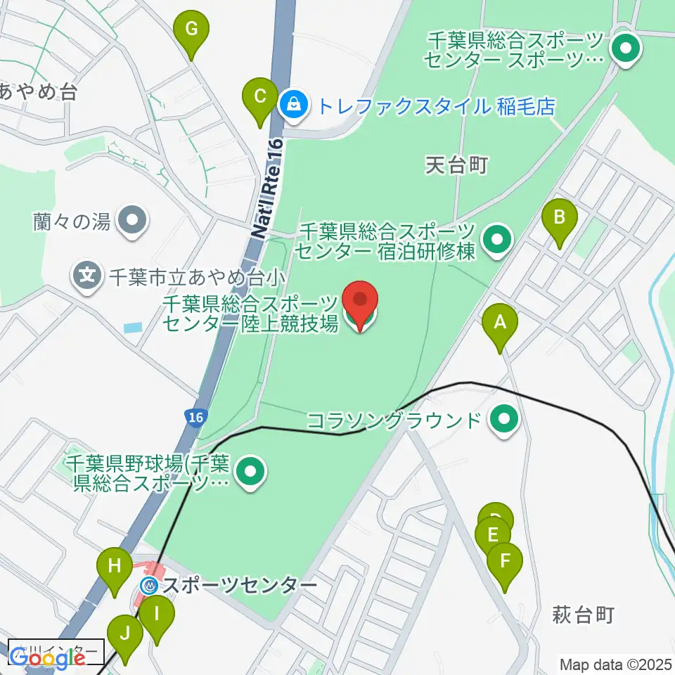 千葉県総合スポーツセンター陸上競技場周辺の駐車場・コインパーキング一覧地図