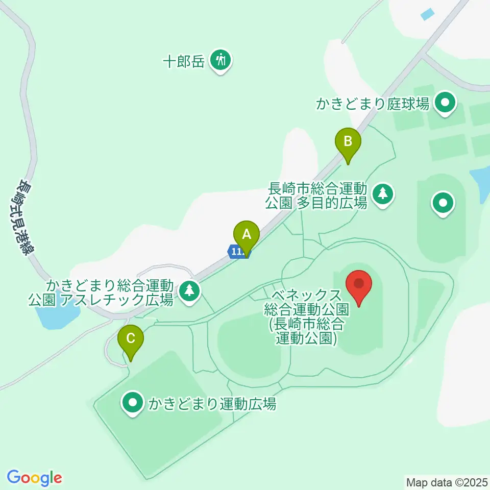 ベネックス総合運動公園陸上競技場周辺の駐車場・コインパーキング一覧地図