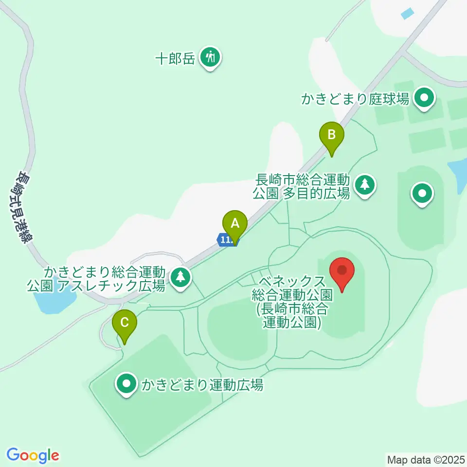 ベネックス総合運動公園陸上競技場周辺の駐車場・コインパーキング一覧地図