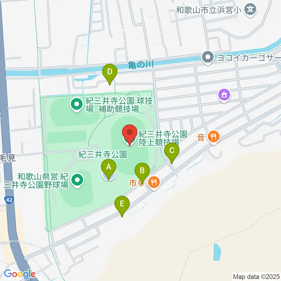 紀三井寺公園陸上競技場周辺の駐車場・コインパーキング一覧地図