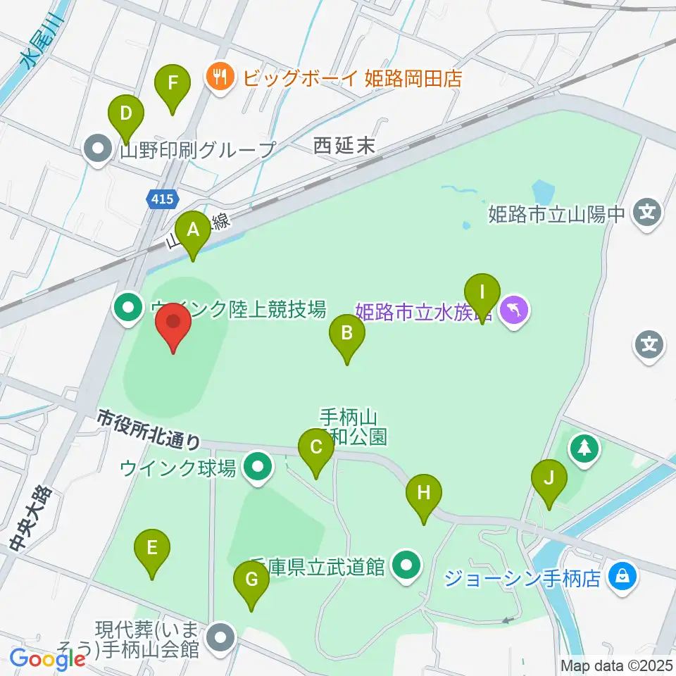 ウインク陸上競技場周辺の駐車場・コインパーキング一覧地図