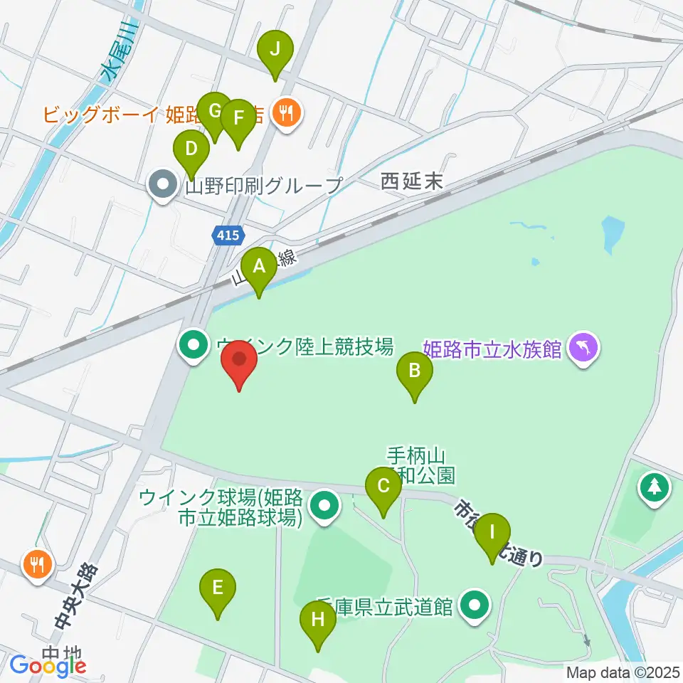 ウインク陸上競技場周辺の駐車場・コインパーキング一覧地図