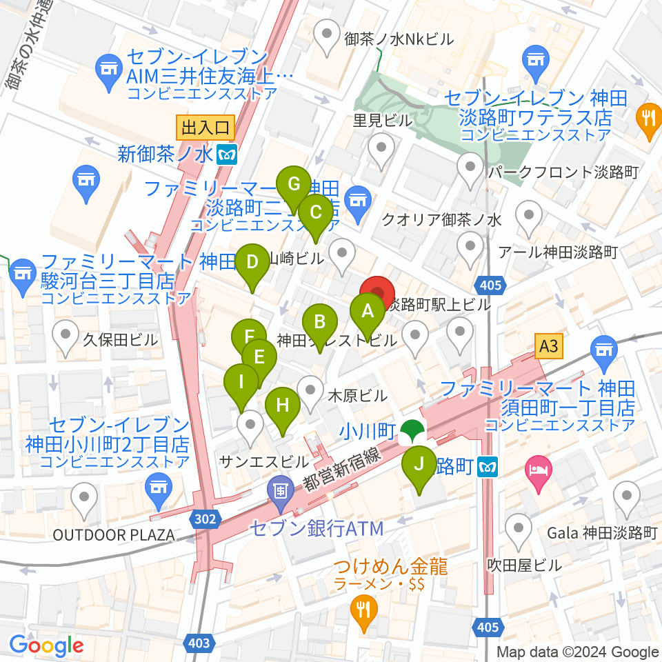 宮地楽器神田お茶の水ホール周辺の駐車場・コインパーキング一覧地図
