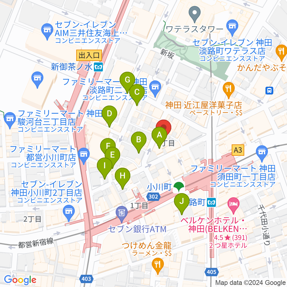 宮地楽器神田お茶の水ホール周辺の駐車場・コインパーキング一覧地図