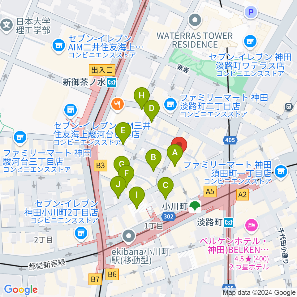 宮地楽器神田お茶の水ホール周辺の駐車場・コインパーキング一覧地図