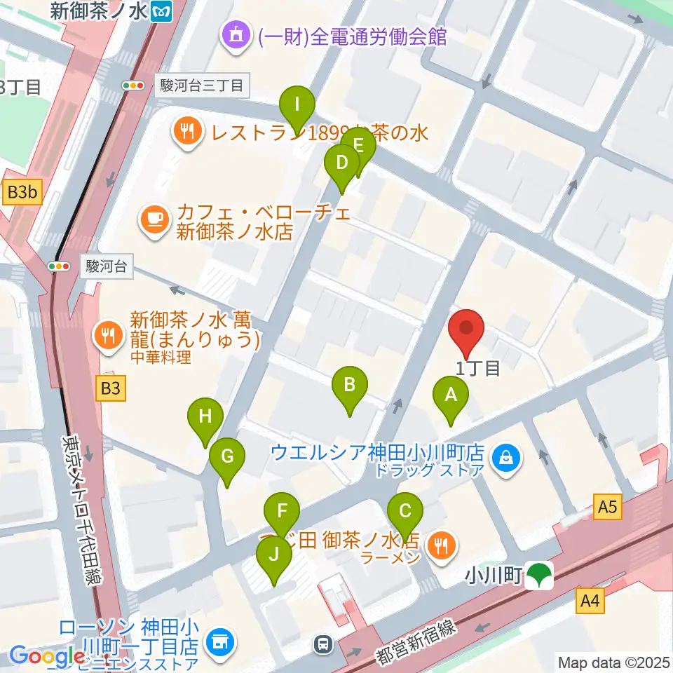 宮地楽器神田お茶の水ホール周辺の駐車場・コインパーキング一覧地図