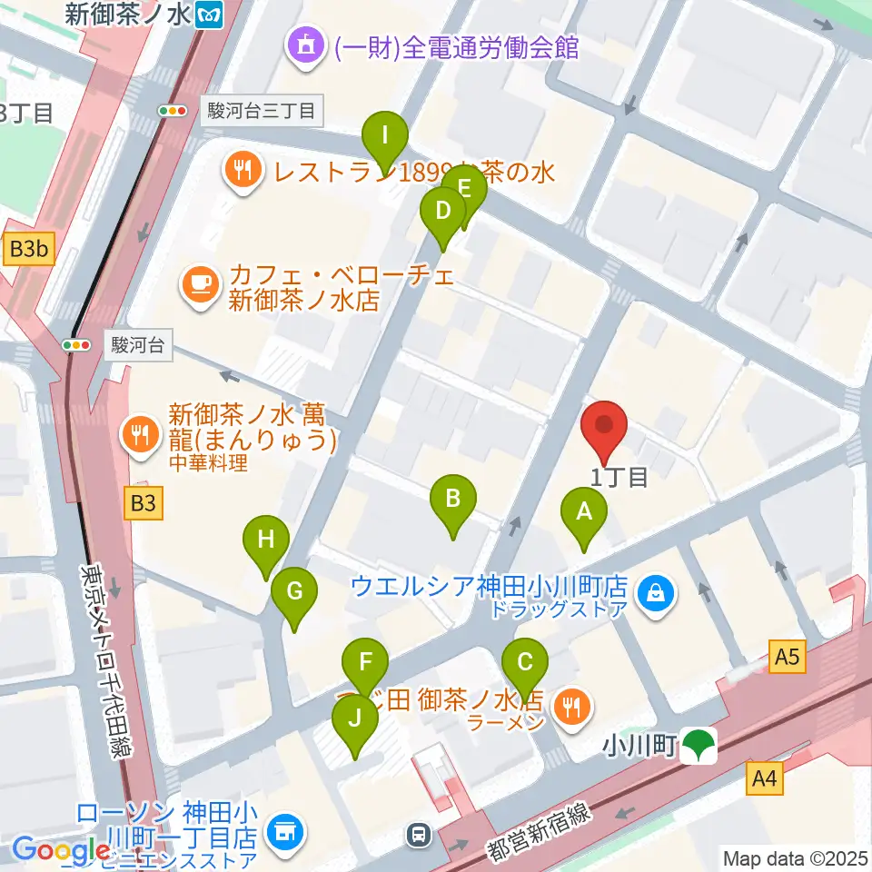 宮地楽器神田お茶の水ホール周辺の駐車場・コインパーキング一覧地図