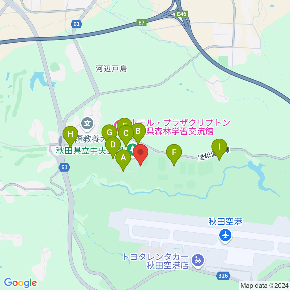 秋田県立中央公園陸上競技場周辺の駐車場・コインパーキング一覧地図