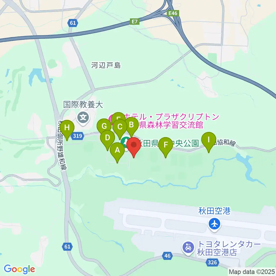 秋田県立中央公園陸上競技場周辺の駐車場・コインパーキング一覧地図