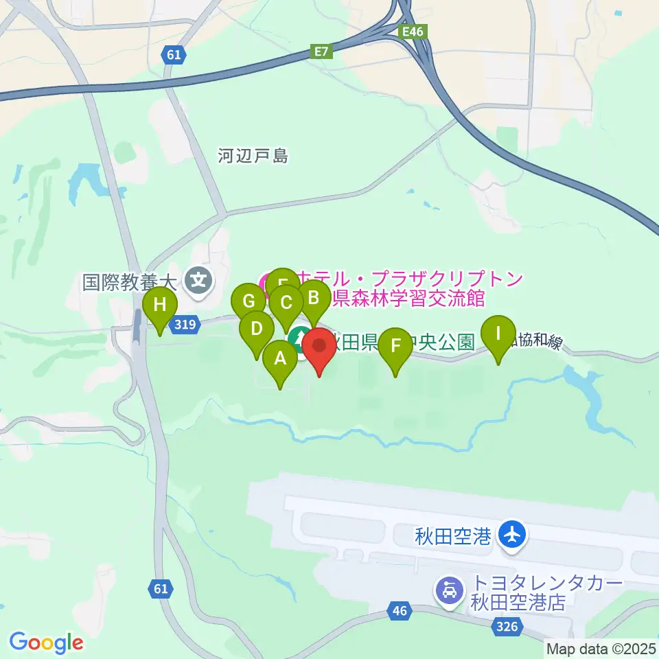 秋田県立中央公園陸上競技場周辺の駐車場・コインパーキング一覧地図